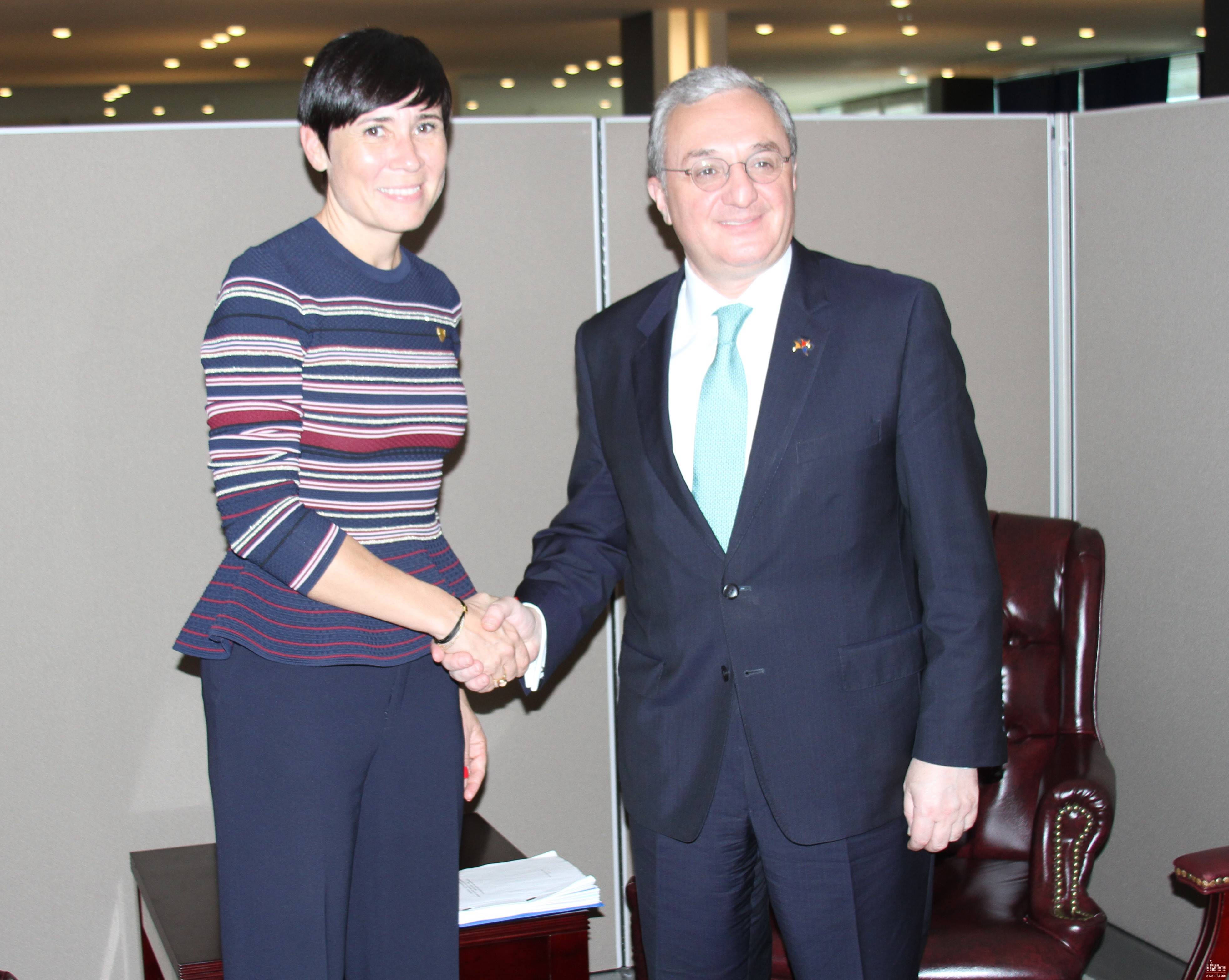 Foreign Minister Mnatsakanyan’s meeting with Foreign Minister of Norway Søreide